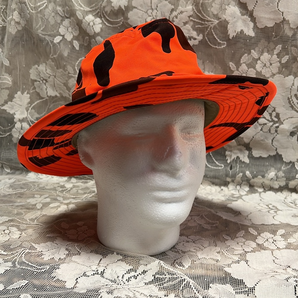 AMJ pacific co hat vintage | 90s Streetwear Orange Camo Boonie Bucket Cap